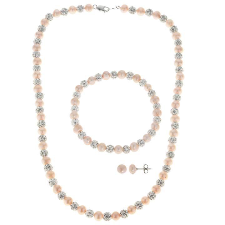 Womens 3-pc. Pink Pearl Sterling Silver Jewelry Set