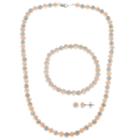 Womens 3-pc. Pink Pearl Sterling Silver Jewelry Set