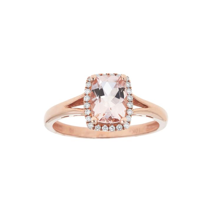 Limited Quantities Genuine Morganite And 1/8 Ct. T.w. Diamond Rose Gold Ring
