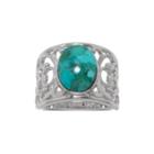 Enhanced Turquoise Sterling Silver Filigree Band Ring