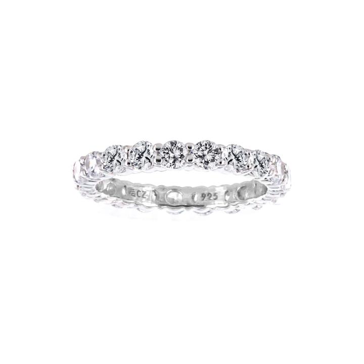 Diamonart Cubic Zirconia Sterling Silver Eternity Band