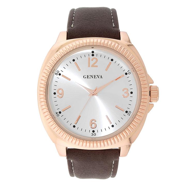 Geneva Mens Brown Strap Watch-33808
