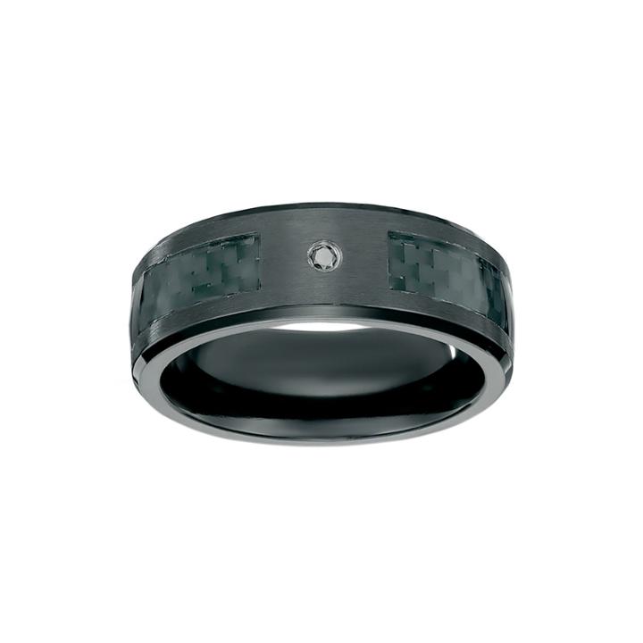 Mens Diamond Accent Black Zirconium Band Ring