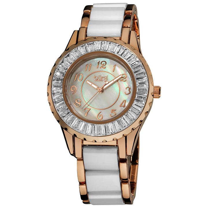 Burgi Womens Two Tone Strap Watch-b-066wtr