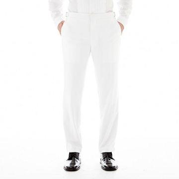 Saville Row White Tuxedo Pants - Slim-fit