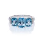 Genuine Blue Topaz And Diamond Accent Sterling Silver 3 Stone Ring