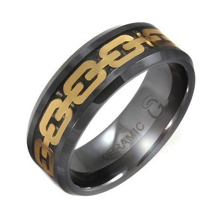 Black Ceramic & Stainless Steel Rose-tone Ip Chain Band