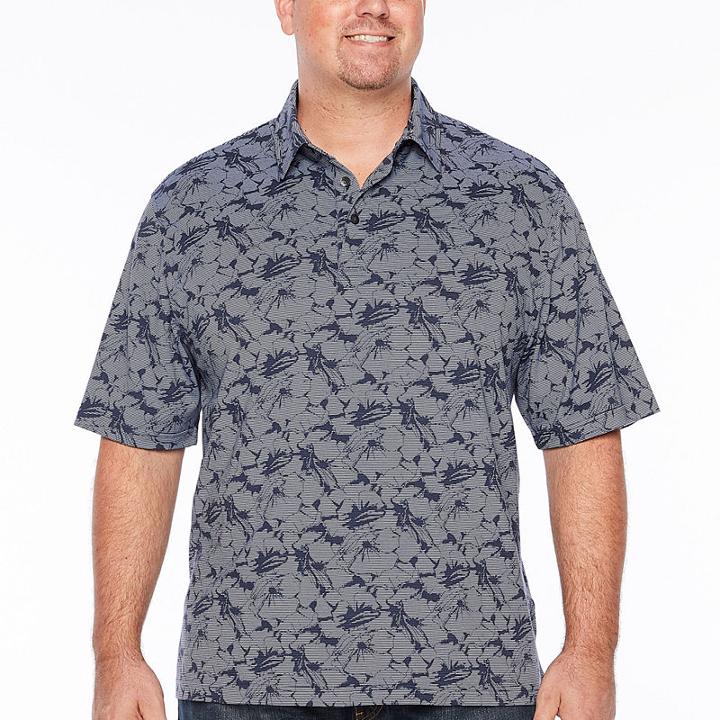 Van Heusen Air Printed Short Sleeve Leaf Knit Polo Shirt - Big And Tall