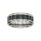 Mens Titanium With Black & Green Carbon Fiber Inlay Wedding Band