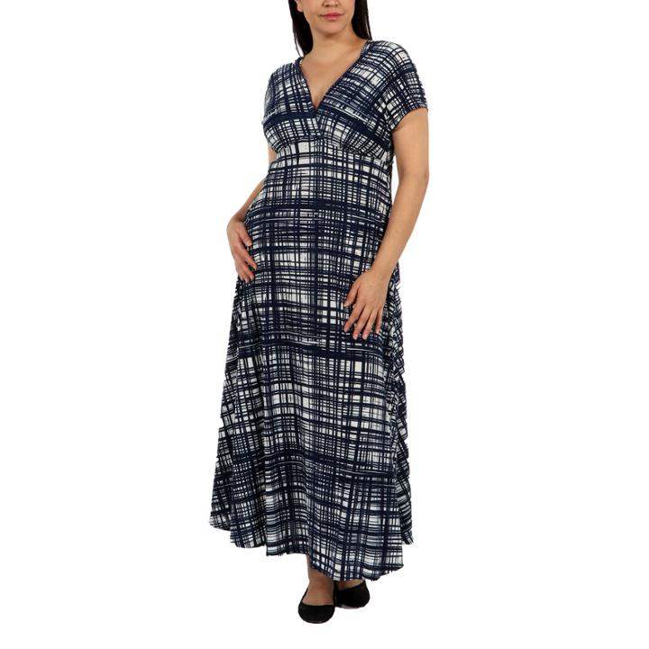 24/7 Comfort Apparel Contemporary Crosscut Maxi Dress-plus