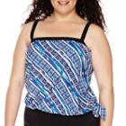 Azul By Maxine Of Hollywood Stripe It Or Not Bandeau Blouson Tankini Swim Top - Plus