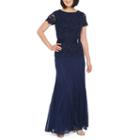 Onyx Nites Short Sleeve Lace Evening Gown-misses Long