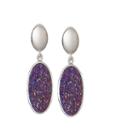 Limited Quantities Oval Drusy Quartz Sterling Silver Drop Earrings