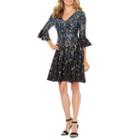 Danny & Nicole 3/4 Bell Sleeve Floral Fit & Flare Dress