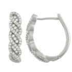 Lab Created White Sapphire Sterling Silver 20.8mm Hoop Earrings