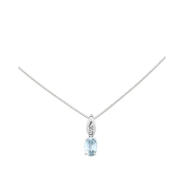 Genuine Aquamarine And Diamond-accent 14k White Gold Pendant Necklace