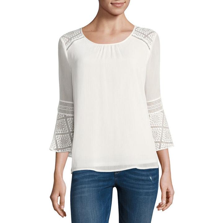 Alyx 3/4 Sleeve Round Neck Woven Bohemian Blouse
