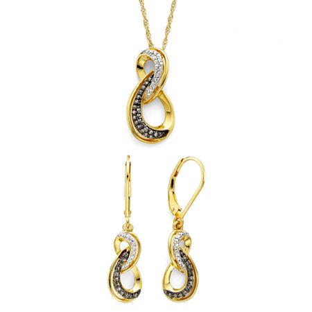 1/5 Ct. T.w. White And Champagne Diamond Infinity Pendant & Earring Boxed Set