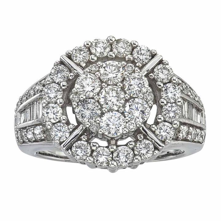 Diamond Blossom Womens 2 Ct. T.w. Genuine Diamond White 14k Gold Cocktail Ring