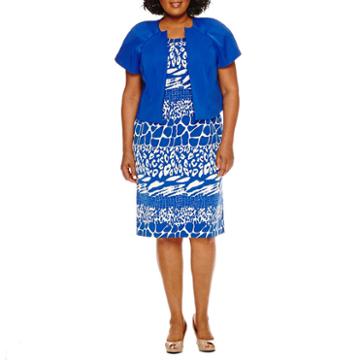 Maya Brooke Short Sleeve Jacket Dress - Plus
