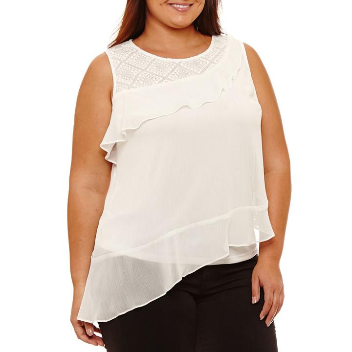Alyx Sleeveless Round Neck Chiffon Ruffled Blouse-plus