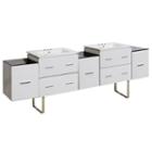 88.5-in. W Floor Mount White Vanity Set For 3h4-in. Drilling