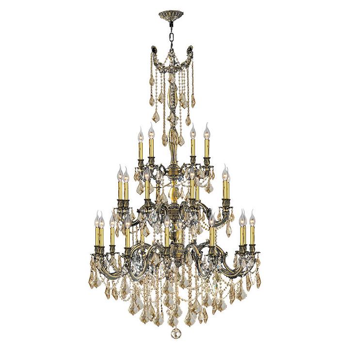Windsor Collection 25 Light 3-tier Antique Bronzefinish And Golden Teak Crystal Chandelier