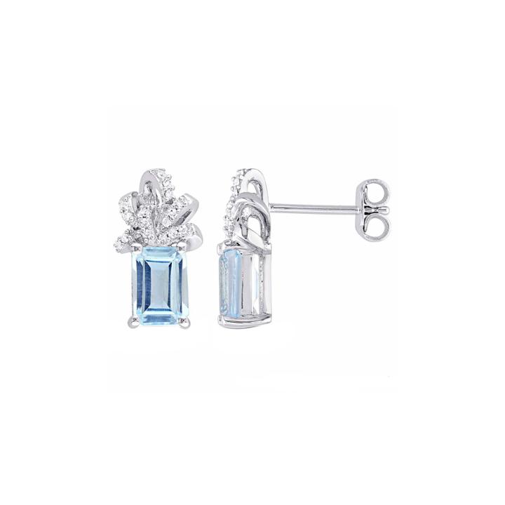 Laura Ashley Blue Topaz Sterling Silver Ear Pins