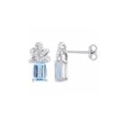 Laura Ashley Blue Topaz Sterling Silver Ear Pins