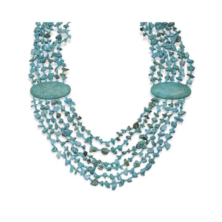 Mixit&trade; Genuine Turquoise Chips Multi-row Necklace