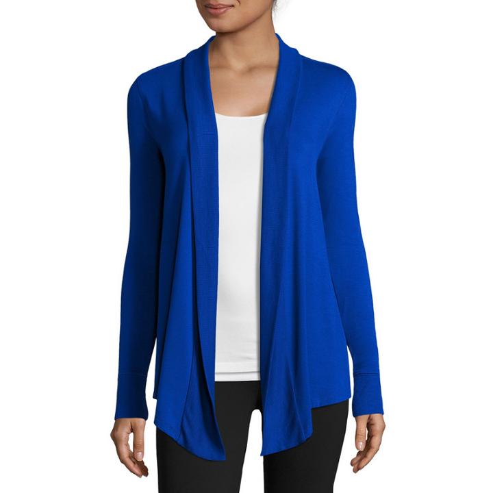 Liz Claiborne Long-sleeve Rib-trim Open Cardigan