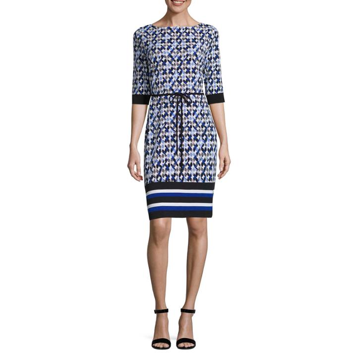 Liz Claiborne 3/4 Sleeve Diamond Shift Dress