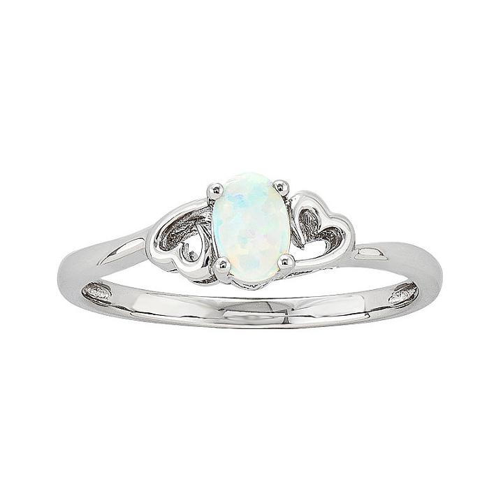 Womens Lab Created Opal White Sterling Silver Solitaire Ring