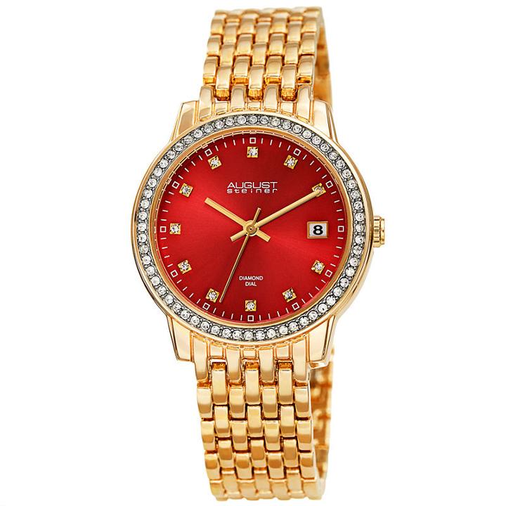 August Steiner Womens Gold Tone Strap Watch-as-8262rd