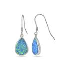 Silver Treasures&trade; Lab-created Blue Opal Sterling Silver Drop Earrings