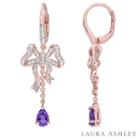 Laura Ashley Purple Amethyst 18k Gold Over Silver Drop Earrings