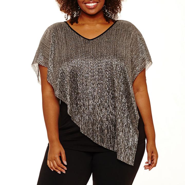 Alyx Short Sleeve V Neck Knit Blouse - Plus