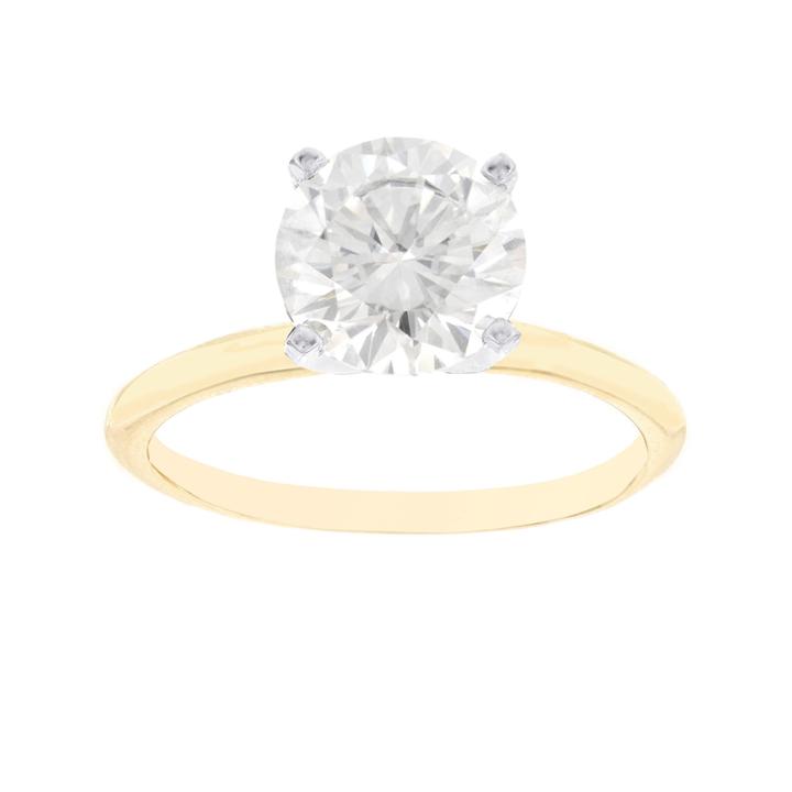 Womens 1 7/8 Ct. T.w. Round White Moissanite 14k Gold Solitaire Ring