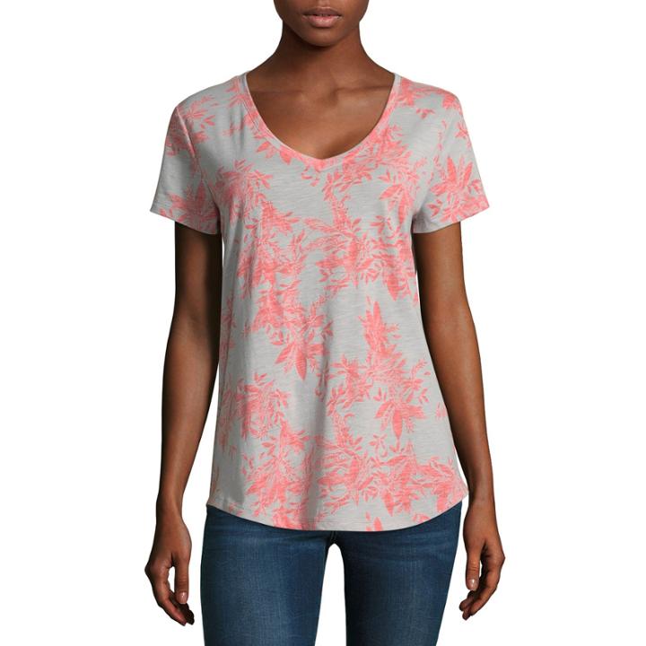 A.n.a Ana Tropical Boyfriend Tee Short Sleeve Crew Neck T-shirt-womens