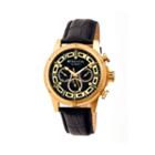 Heritor Automatic Kinser Mens Leather Day & Date-gold Tone/black Watch