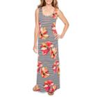 Ronni Nicole Sleeveless Stripe Floral Maxi Dress