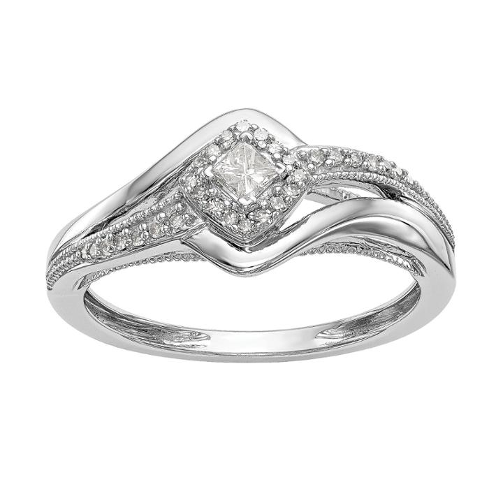 Womens 1/5 Ct. T.w. Genuine Multi-shape White Diamond 14k Gold Promise Ring