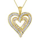 3/8 Ct. T.w. Diamond 10k Yellow Gold Double-heart Pendant Necklace