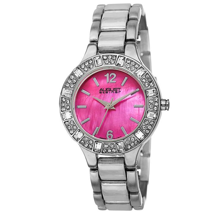August Steiner Womens Silver Tone Strap Watch-as-8135sspk