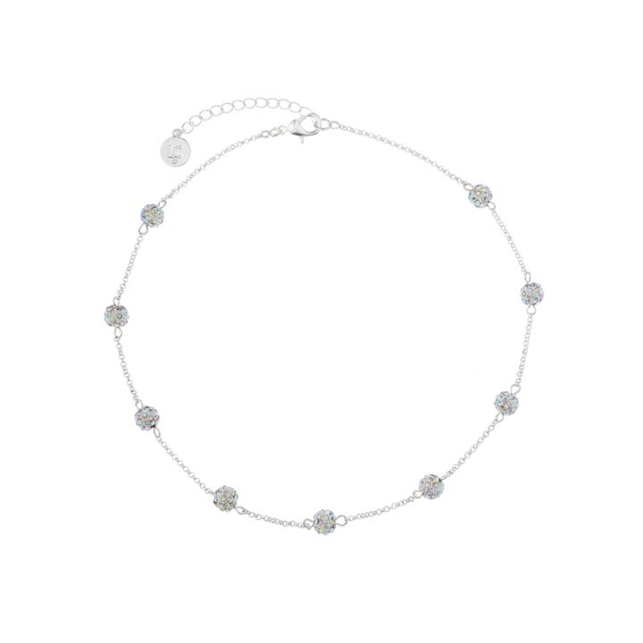 Liz Claiborne Ball Collar Necklace Clear Silvertone