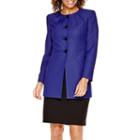 R & K Originals Pleat-neck Jacquard Jacket And Skirt Suit - Petite