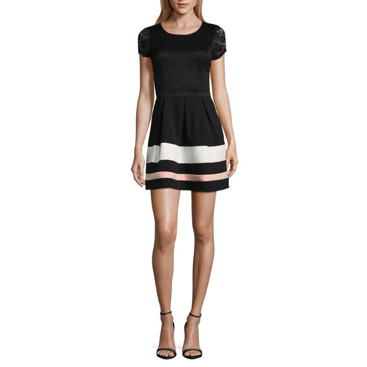 Speechless Short Sleeve Fit & Flare Dress-juniors