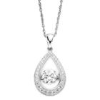 Diamonart Dancing Cubic Zirconia Sterling Silver Teardrop Pendant Necklace