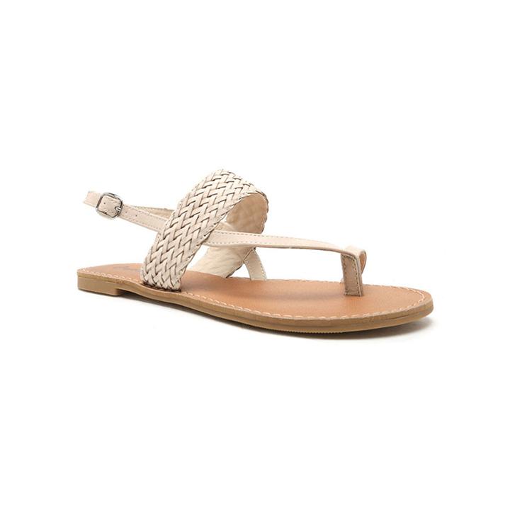 Qupid Athena Braided Flat Sandals