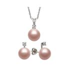Pink Cultured Freshwater Pearl & Genuine White Topaz Sterling Silver 2-pc. Set